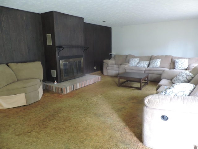 517 Milliken Rd, Paducah, KY 42003 - carpeted living room featuring a brick fireplace
