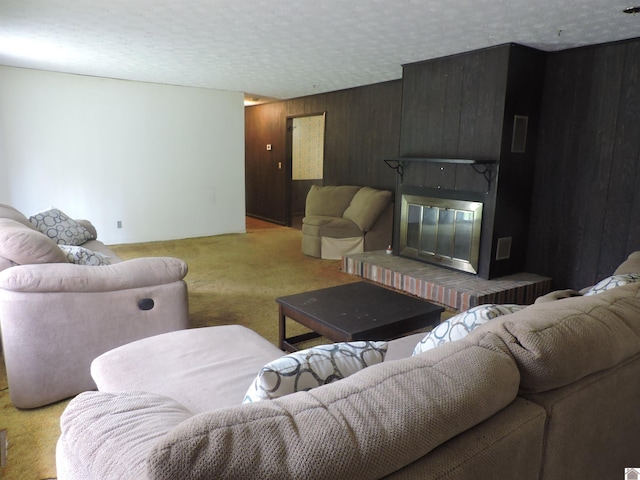 517 Milliken Rd, Paducah, KY 42003 - carpeted living area featuring wood walls and a fireplace
