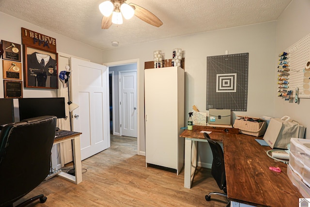 1715 State Route 80 W, Arlington, KY 42021 - office area with light wood-style floors, ceiling fan, and a textured ceiling