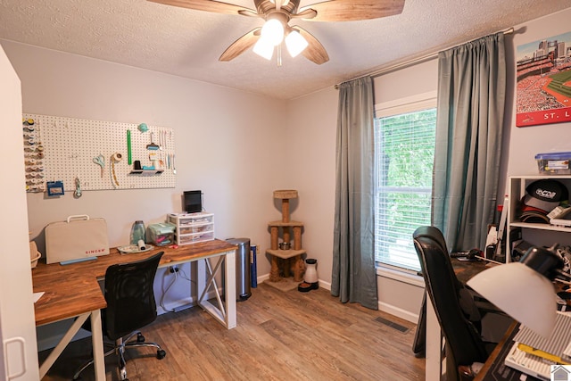 1715 State Route 80 W, Arlington, KY 42021 - office area featuring a textured ceiling, light wood-style floors, and ceiling fan