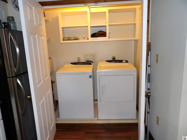 907 State Route 819 N, Kuttawa, KY 42055 - laundry area featuring washing machine and dryer and dark wood-type flooring