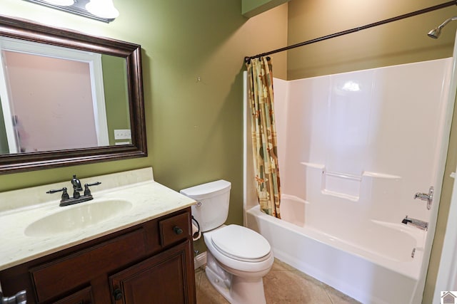 329 Royal Park Dr, Calvert City, KY 42029 - bathroom featuring vanity, shower / bathtub combination with curtain, and tile patterned floors