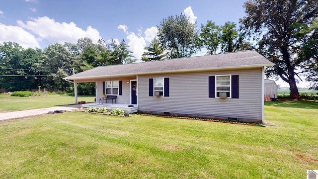 233 Bendefield Ln, Farmington, KY 42040 - view of front of home featuring crawl space, a front yard, a porch, and concrete driveway