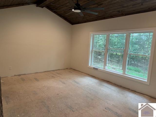 104 Water District Rd, Cadiz, KY 42211 - spare room with ceiling fan, wood ceiling, and lofted ceiling