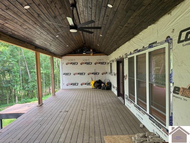 104 Water District Rd, Cadiz, KY 42211 - wooden terrace featuring a ceiling fan