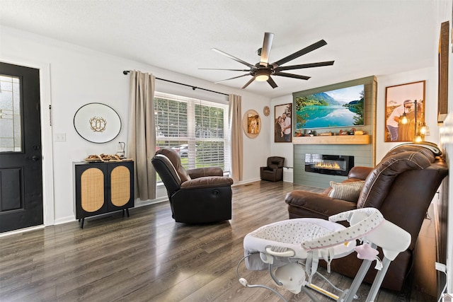 1333 Fairway Cir, Mayfield, KY 42066 - living room featuring a fireplace, wood finished floors, and a ceiling fan