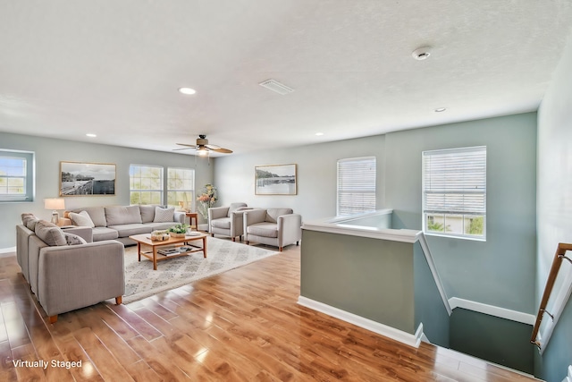 living room featuring light hardwood / wood-style floors