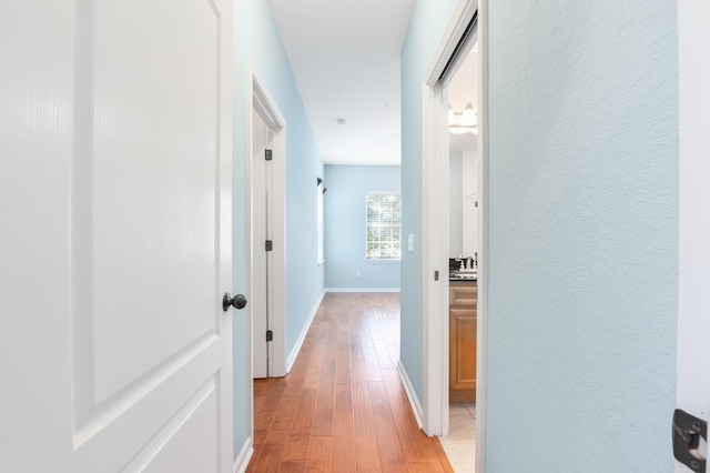 hall featuring light wood-type flooring