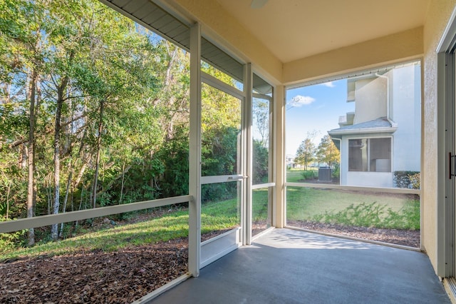 view of unfurnished sunroom