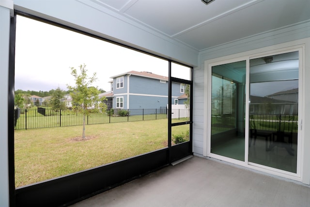 view of unfurnished sunroom