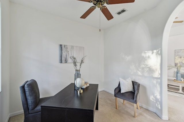 581 Boxwood Pl, Saint Augustine, FL 32086 - carpeted office featuring arched walkways and a ceiling fan