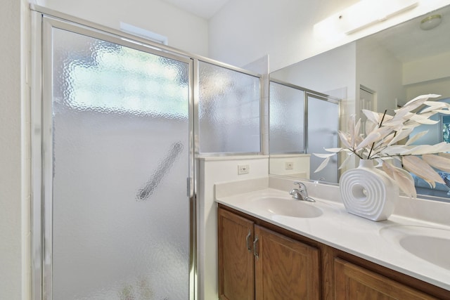 581 Boxwood Pl, Saint Augustine, FL 32086 - bathroom with double vanity and a shower stall