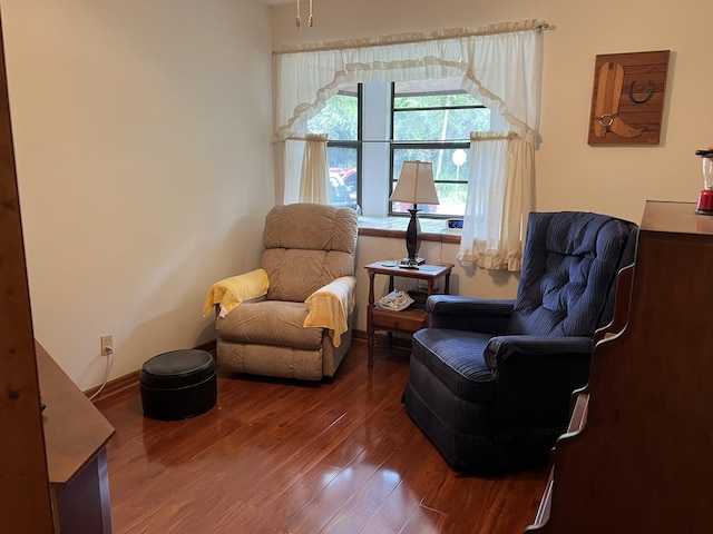 living area with wood-type flooring