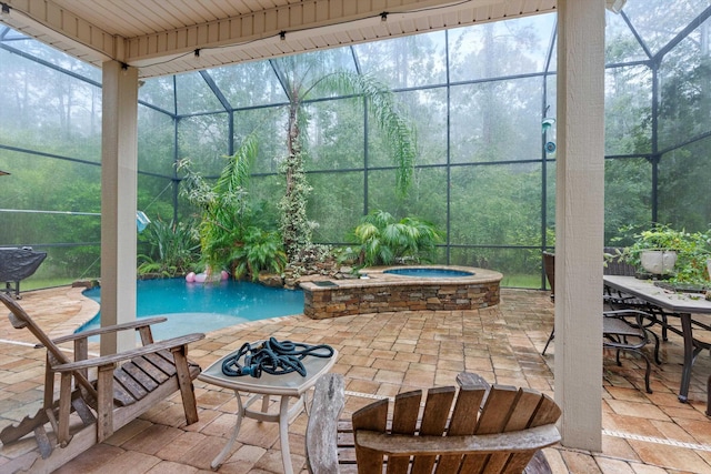 exterior space with a pool with hot tub