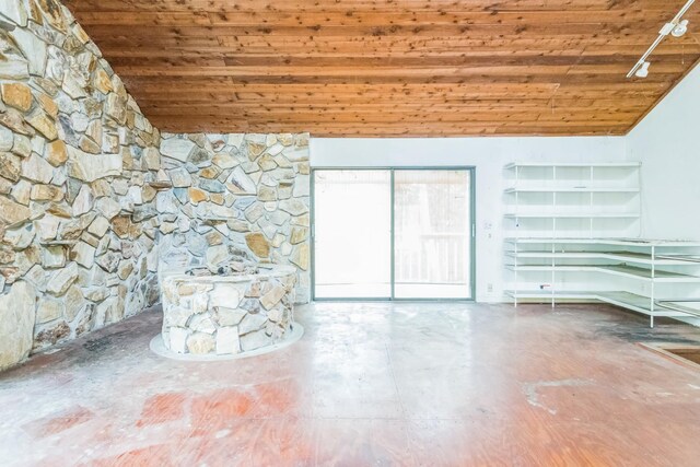 19 Casanova Rd, Saint Augustine, FL 32080 - unfurnished living room with wood ceiling and vaulted ceiling