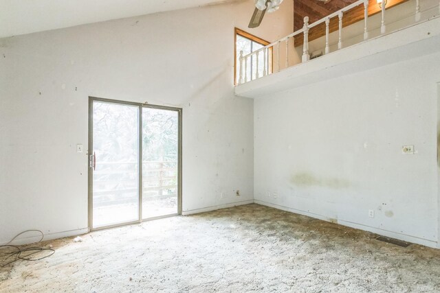 19 Casanova Rd, Saint Augustine, FL 32080 - unfurnished room featuring high vaulted ceiling and a ceiling fan