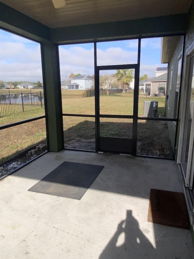 view of unfurnished sunroom