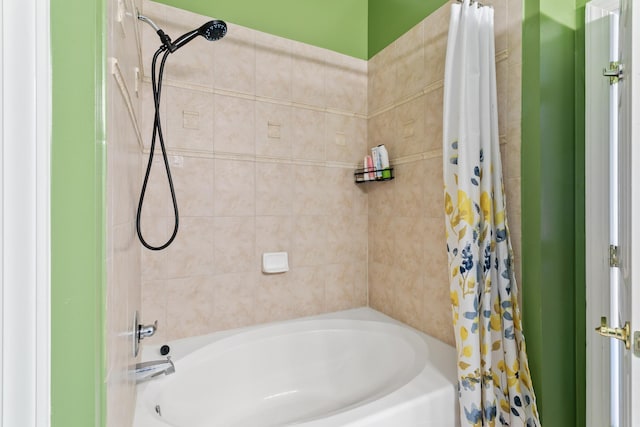 bathroom featuring shower / bath combination with curtain