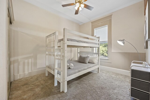 bedroom with carpet flooring and ceiling fan