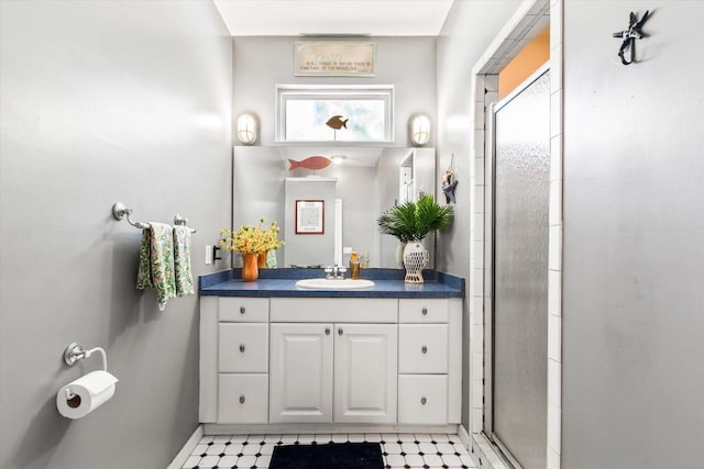 1440 Corunna St, Saint Augustine, FL 32080 - full bathroom featuring vanity, tile patterned floors, and a shower with shower door