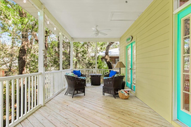 1440 Corunna St, Saint Augustine, FL 32080 - deck featuring a ceiling fan