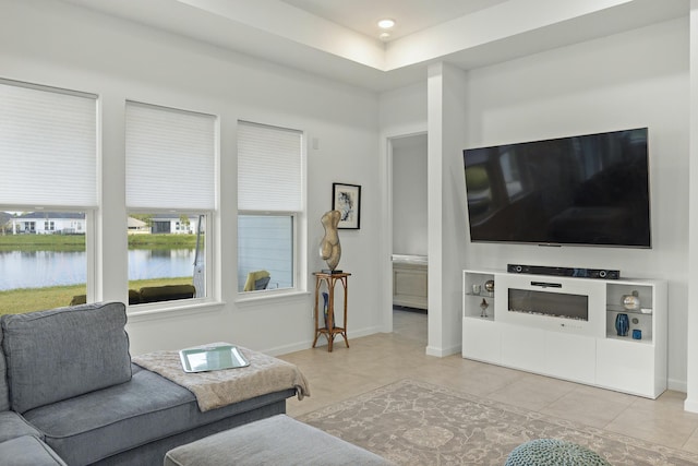 view of tiled living room