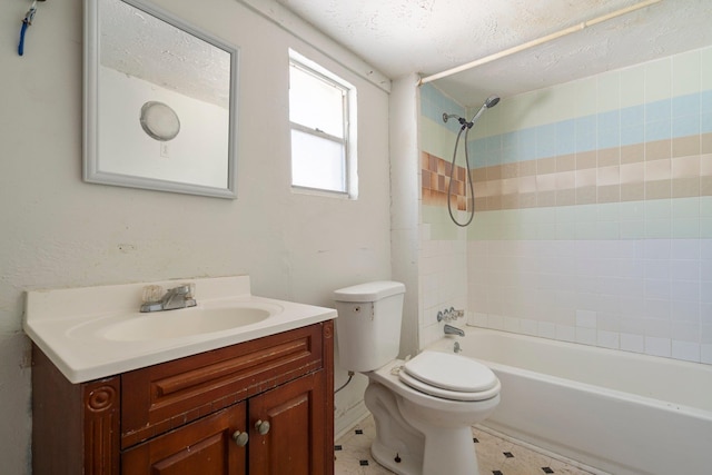 full bathroom with vanity, bathing tub / shower combination, and toilet