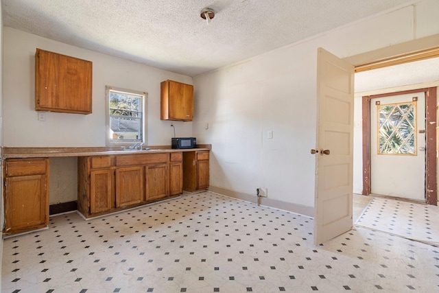 kitchen with sink and a textured ceiling