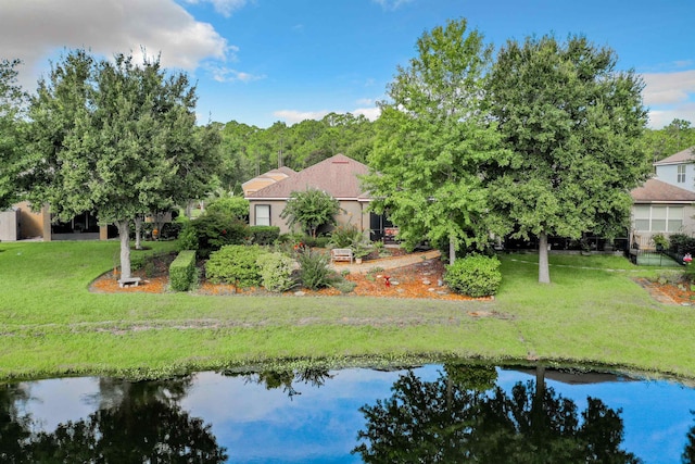 exterior space featuring a water view