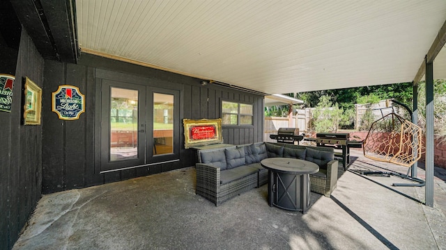 1403 S 15th St, Palatka, FL 32177 - view of patio / terrace with grilling area, an outdoor living space, french doors, and fence