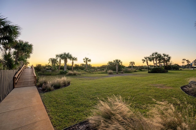 view of yard at dusk