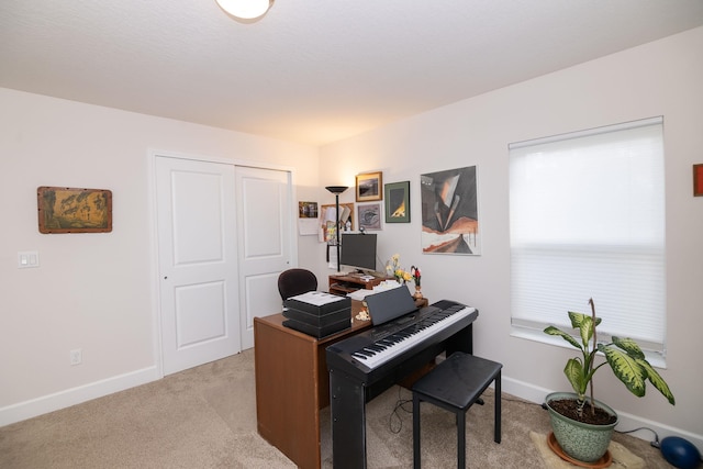 view of carpeted home office