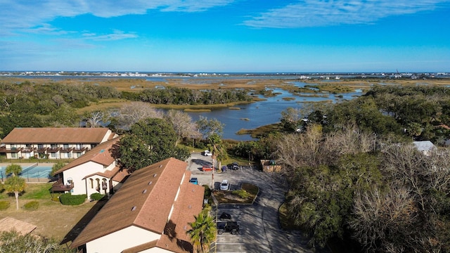 bird's eye view featuring a water view