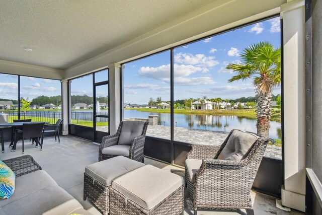 182 Myrtle Oak Ct, Saint Augustine, FL 32092 - sunroom featuring a water view and an outdoor living space