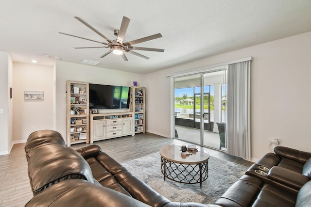182 Myrtle Oak Ct, Saint Augustine, FL 32092 - living area featuring ceiling fan, baseboards, and wood finished floors