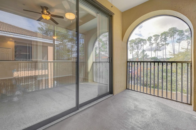 balcony with ceiling fan