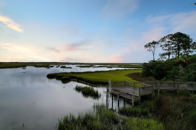 water view with a boat dock