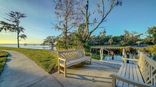 view of community featuring a water view