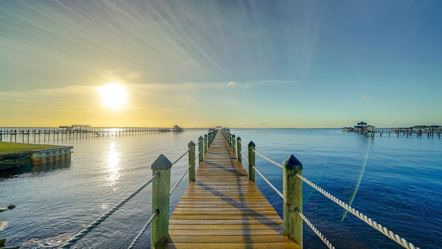 view of dock featuring a water view