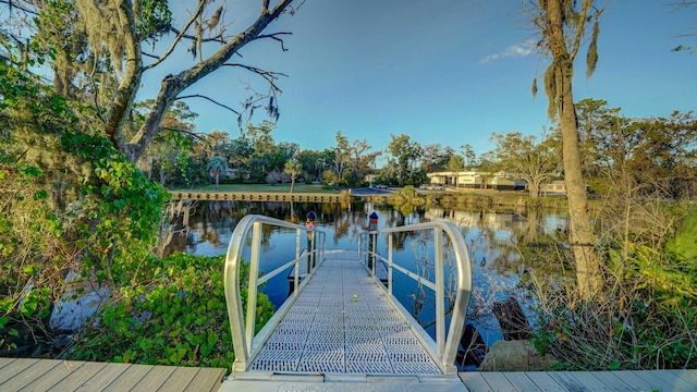 dock area featuring a water view