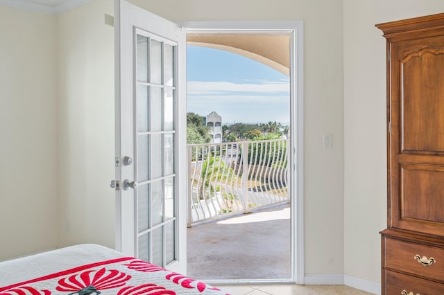 bedroom with access to exterior and french doors