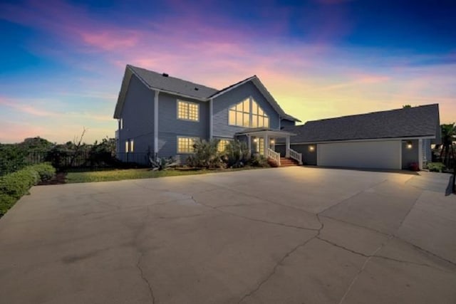 view of front of house with a garage