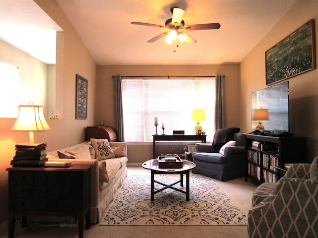 28212 Harbour Vista Cir, Saint Augustine, FL 32080 - living area with carpet floors and ceiling fan