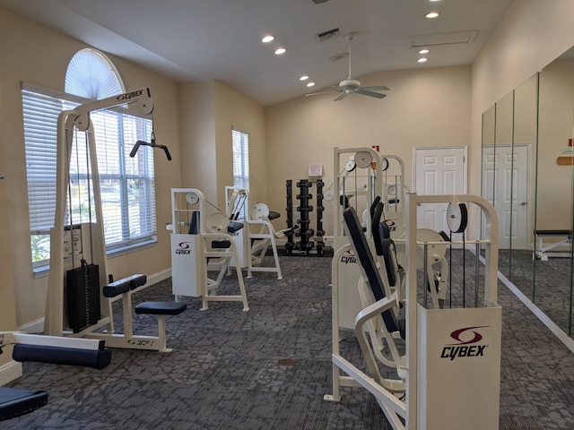 35103 Harbour Vista Cir, Saint Augustine, FL 32080 - gym featuring carpet flooring, visible vents, and plenty of natural light