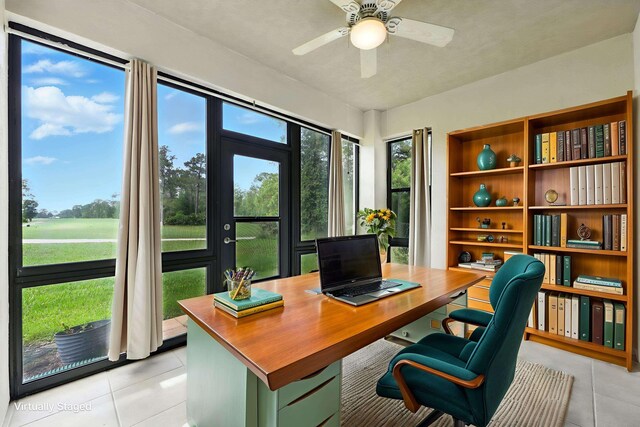 623 Shores Blvd, Saint Augustine Shores, FL 32086 - office with light tile patterned floors and a ceiling fan