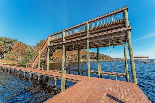 view of dock featuring a water view