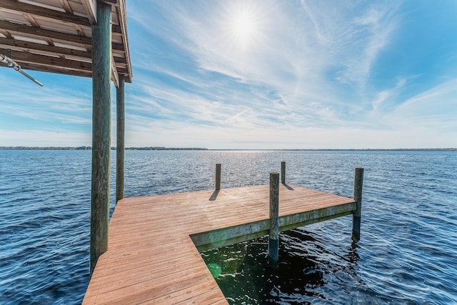 view of dock featuring a water view