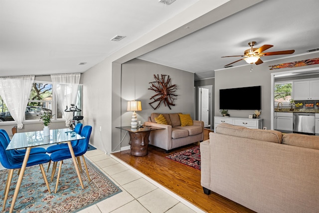 215 Jasmine Rd, Saint Augustine, FL 32086 - living area featuring light tile patterned flooring and a ceiling fan