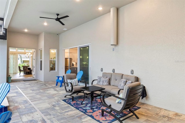 view of patio / terrace featuring outdoor lounge area and a ceiling fan