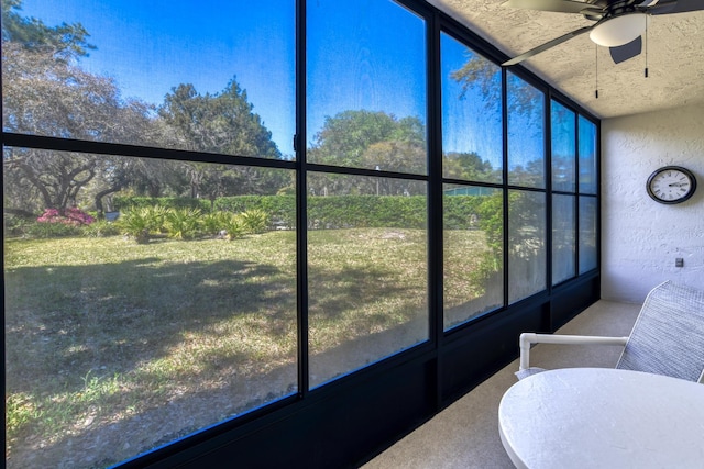 31 Catalonia Ct, Saint Augustine, FL 32086 - sunroom / solarium featuring ceiling fan and a textured wall